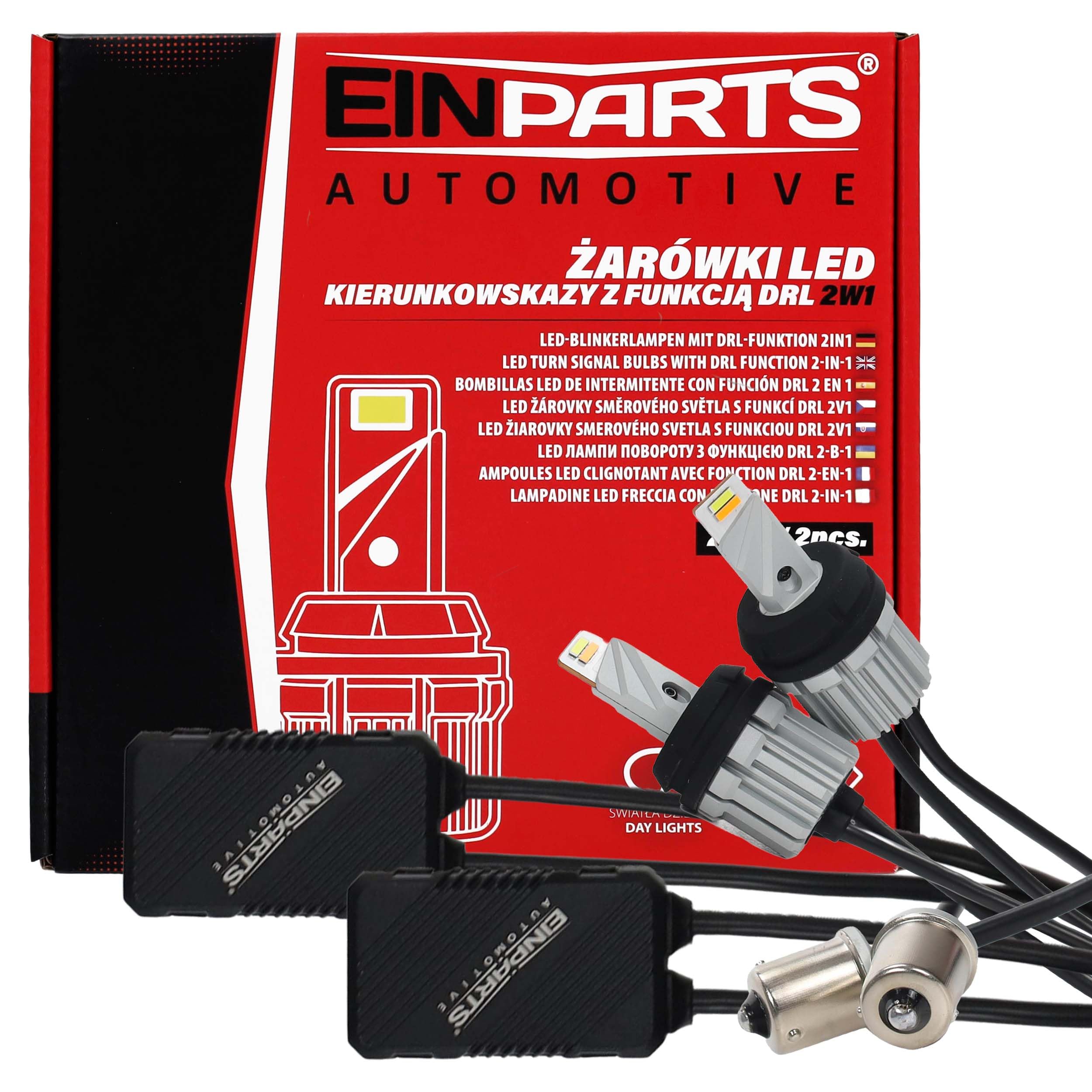 EinParts Automotive Żarówki LED PY21W 2w1 DRL + Kierunkowskaz 3000lm