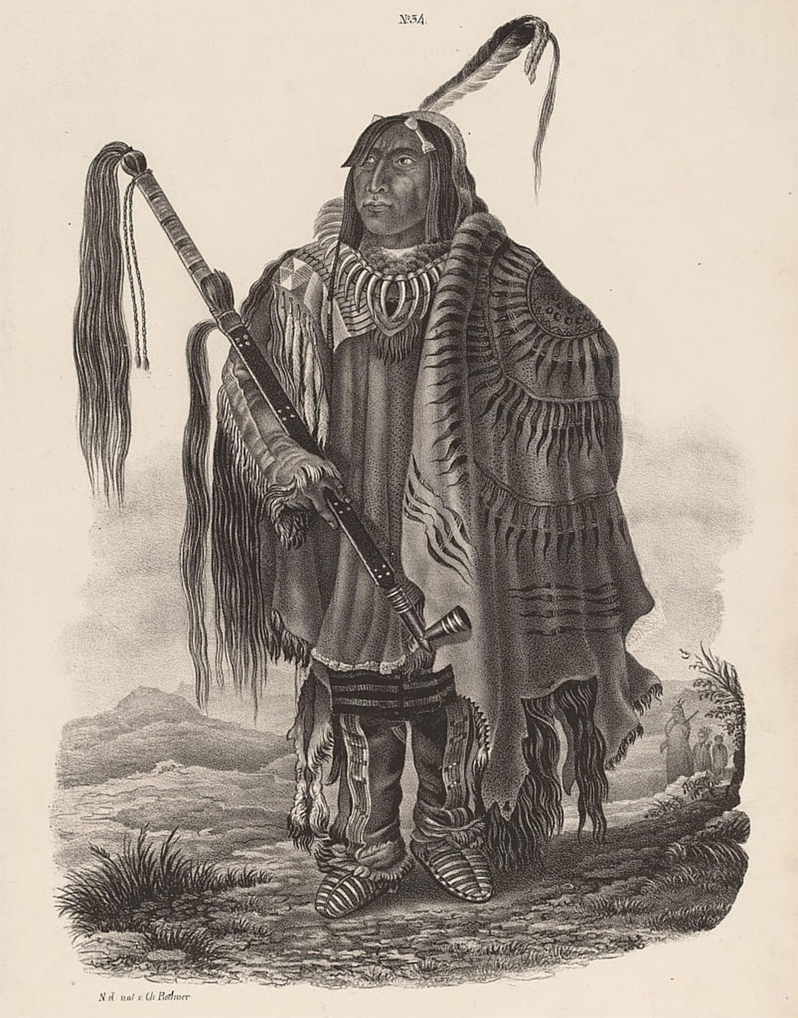 ARTXLXXBN Famous Painting Art Wall Decor Abstract Art Picture a Monitari Indian by Karl Bodmer Animal Pictures for Home Decor 60x90cm