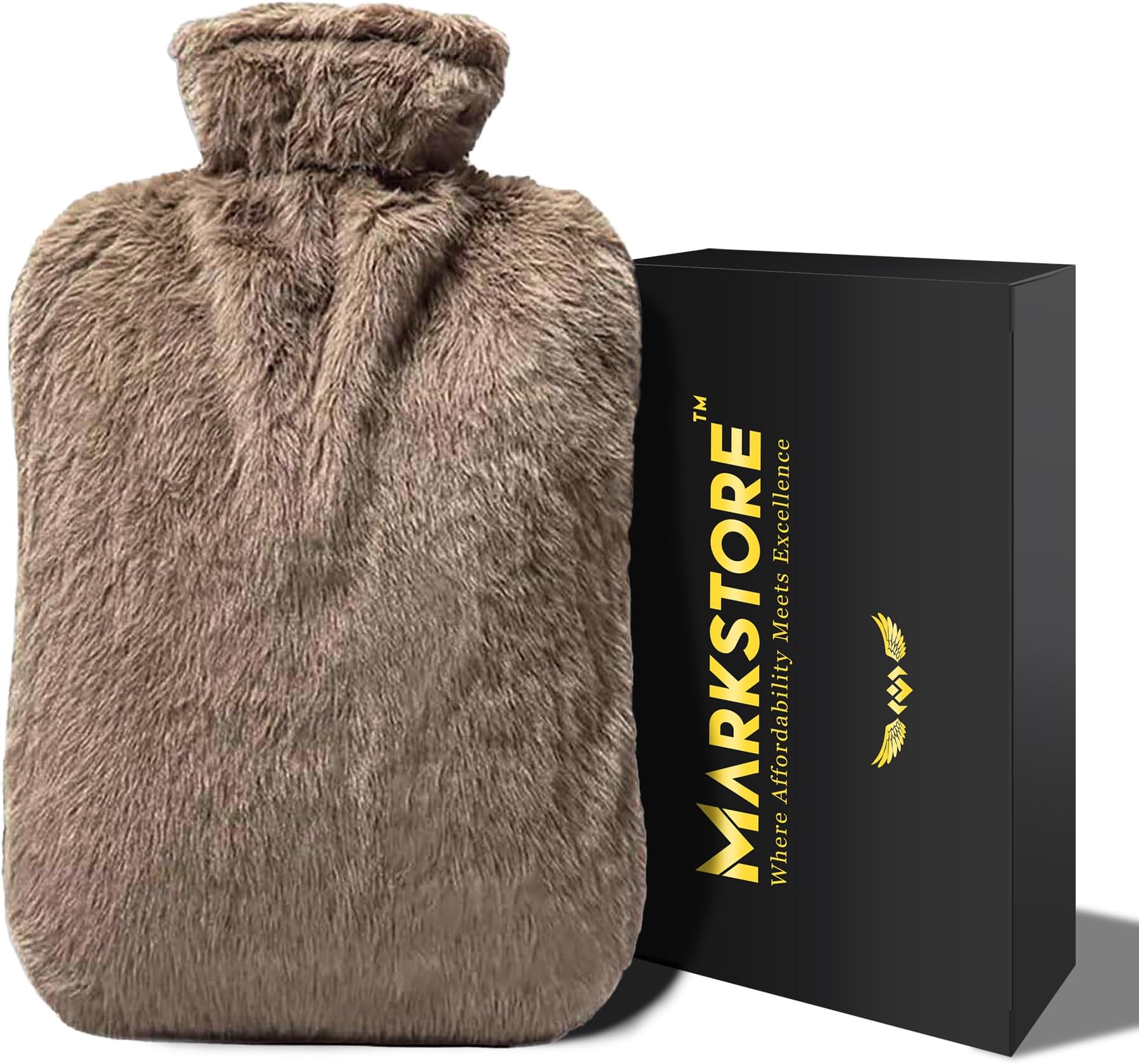 Hot Water Bottle with Soft Cover 2 Liter, Premium PVC Hot Water Bag for Cramps, Neck, Shoulders Pain Relief, Hot Cold Pack for Hot and Cold Therapy and Feet Warmer (Brown)