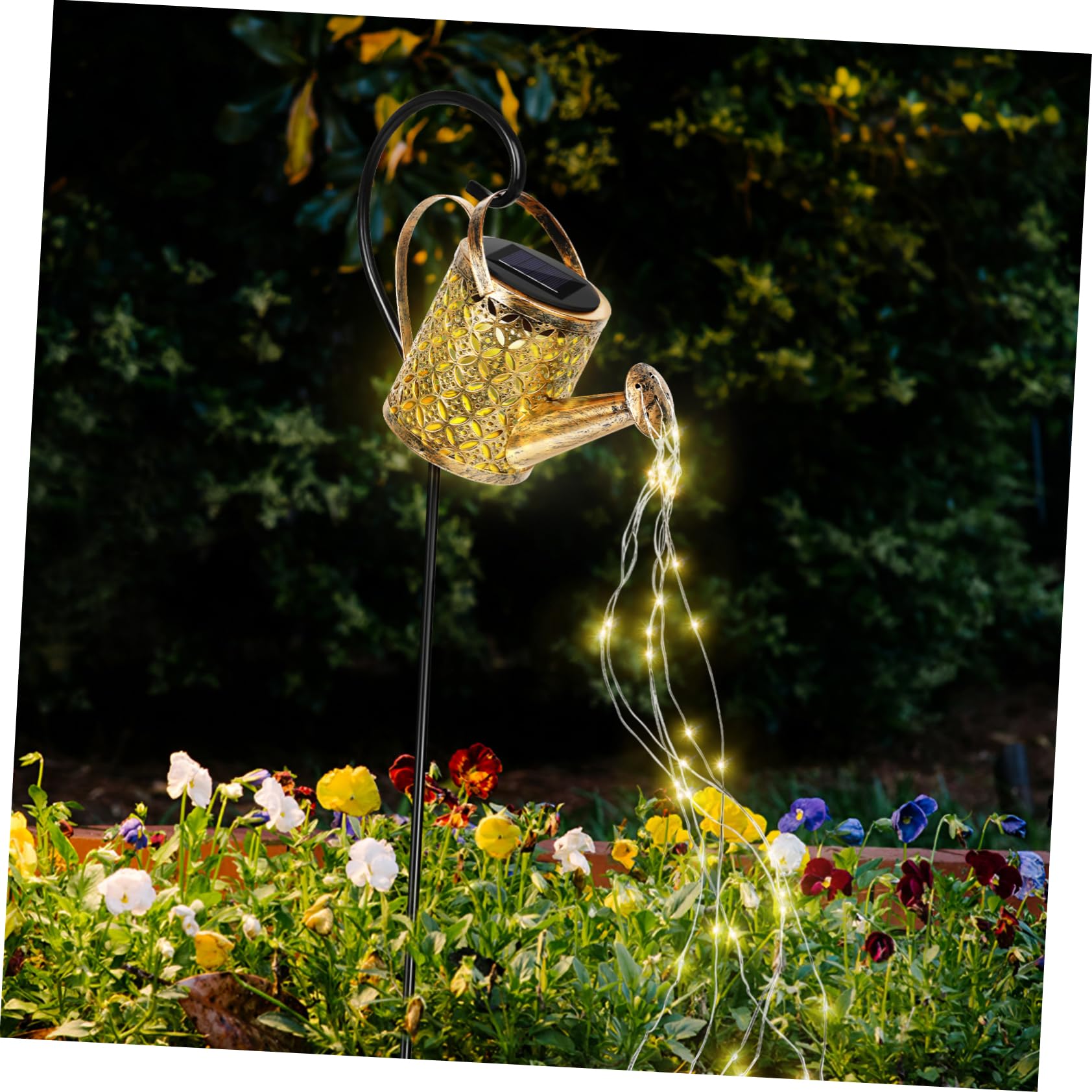 Lampada Solare da Giardino a Forma di Bollitore Cavo per Esterni, Luce Decorativa per Prato, Illuminazione Solare per Terrazze e Vialetti, Facile Installazione, Effetto Luminoso Decorativo