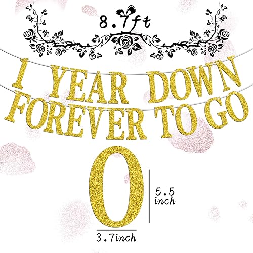 Miniatura 2 de Cartel de 1 año con texto en inglés "Down Forever to Go", regalo de 1 año de matrimonio, suministros de decoración de fiesta de aniversario de boda