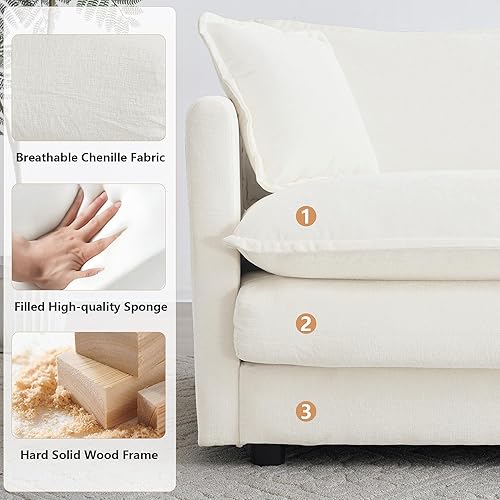 Miniatura 4 de mikibama - Sofá seccional modular, sofá en forma de L de 111.5 pulgadas para sala de estar, sofás cómodos de 3 plazas tipo nube con otomana móvil,