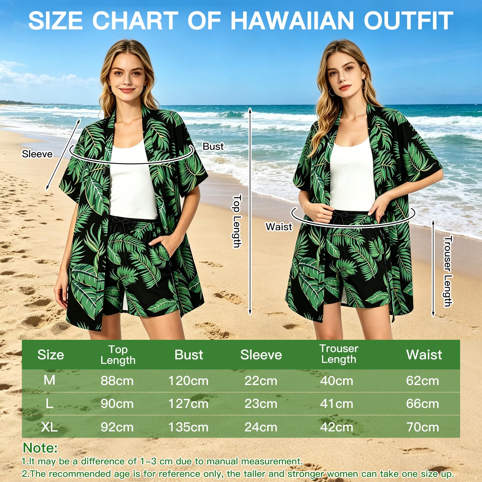 Camisa Hawaiana Mujer, Conjuntos de Verano para Mujer Camisa de Manga Corta, Pantalones Cortos, Sombrero y Gafas de Sol, Conjunto Hawaiano Mujers para Veraniego Tropical Estilo