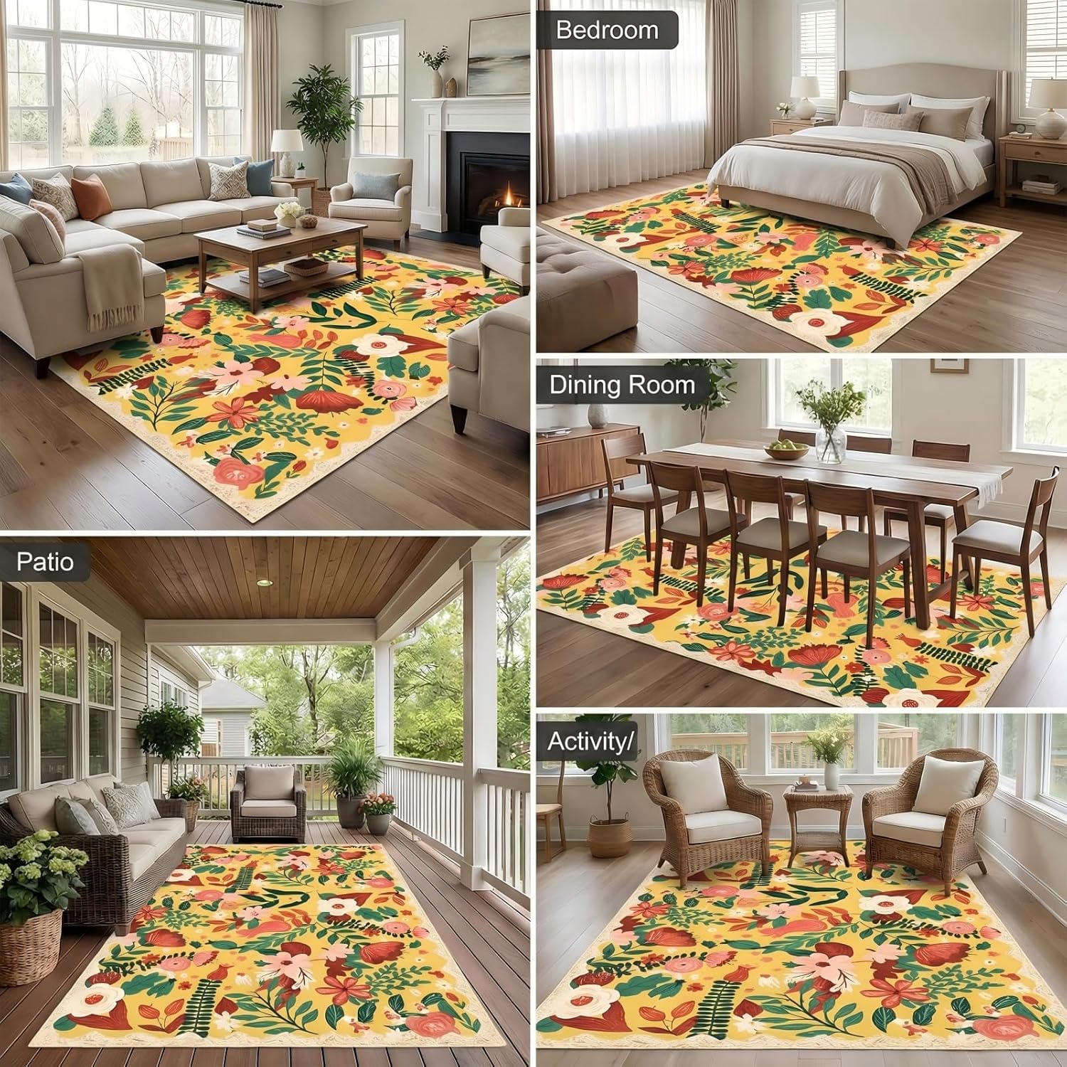 Soft Floral Washable Bathroom Rugs 2x3,Burnt Orange Bohemian Non-Slip Small Kitchen Rug,Abstract Scandinavian Throw Rug,Door Mat Indoor Entrance,Ideal for Entryway Bedroom Hallway