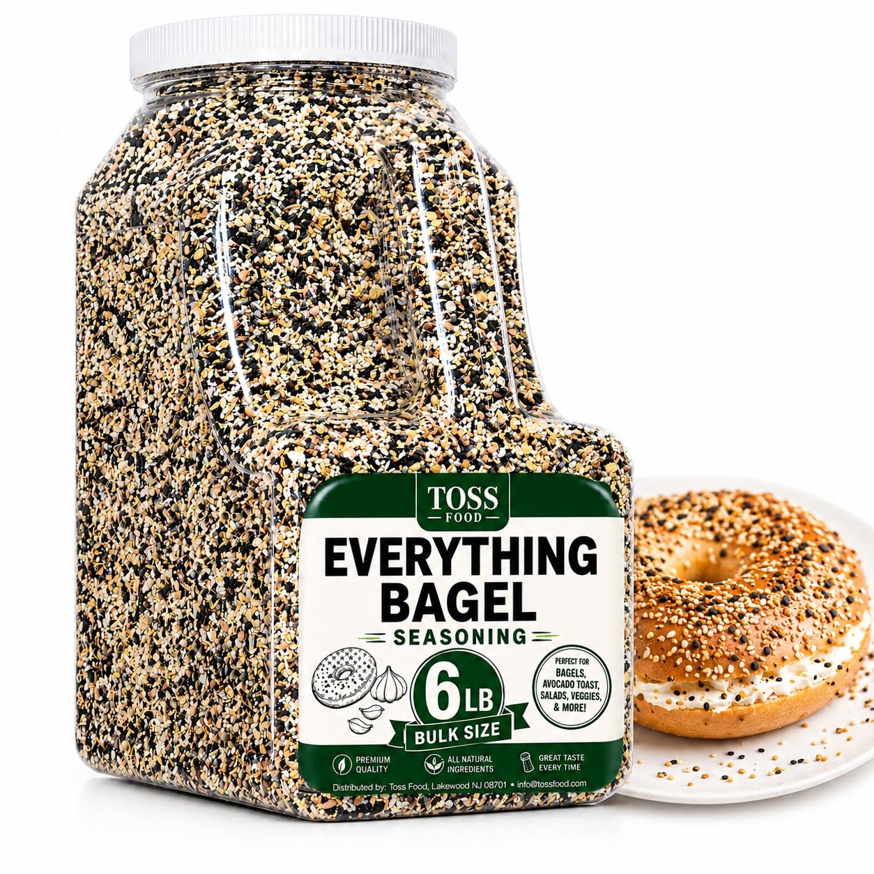 TOSS Everything Bagel Seasoning Blend, Bulk 6 LB, Dried Minced Garlic and Onion Flakes, Sea Salt and Spices, for Baked Goods, Toast, Avocado, Eggs, Salads