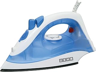 Usha 3713 1300Watt Steam Iron with Self Cleaning Function | Teflon Coated Soleplate | Powerful Steam Output upto18gm/min | 180ml Water Tank Capacity | 2 Years Warranty | (Blue & White)