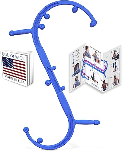 Body Back Buddy - herramienta de automasaje con póster de uso espalda cuello hombro piernas y pies masajeador de tejido profundo y puntos
