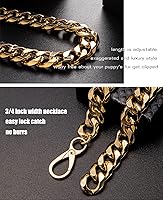 Vista 6 de Collar de perro de cadena dorada de 3/4 de ancho, collar de perro de eslabones cubanos de moda, lindo collar de moda para perros pequeños