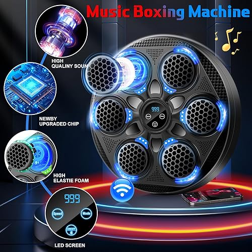 Miniatura 3 de Music Boxing Machine for Adults and Teens, Wall Mounted Bluetooth Smart Boxing Training Equipment with Gloves, Punching Target with Scoring Function