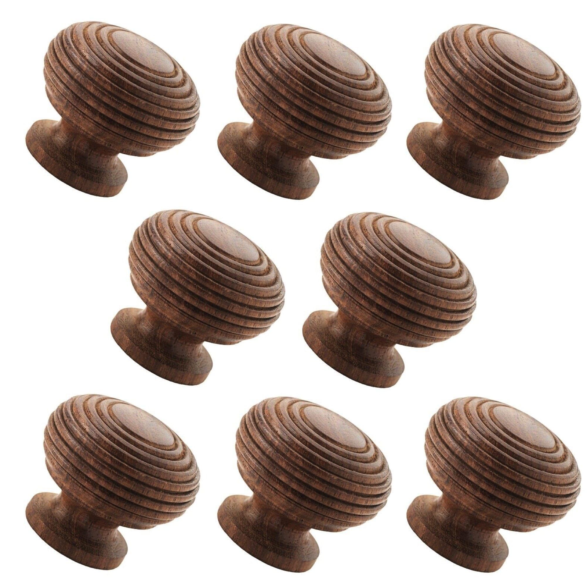 AB Hardware Pack of 8 Rosewood Beehive Cupboard Knobs 40mm – Wooden Drawer & Cabinet Knobs with Fixing Bolts