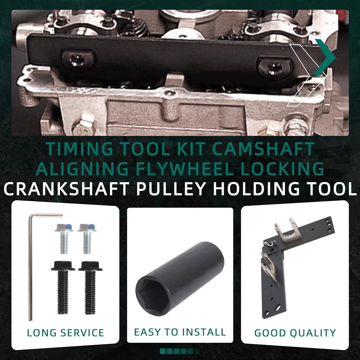 Timing Tool kit Camshaft Aligning Flywheel Locking Crankshaft Pulley Holding Tool fit for Onix for Tracker for Chevrolet 1.0 12V 3 cylinders 1.2 12V for Ecotec Engine Replace CR490 with 22mm Socket