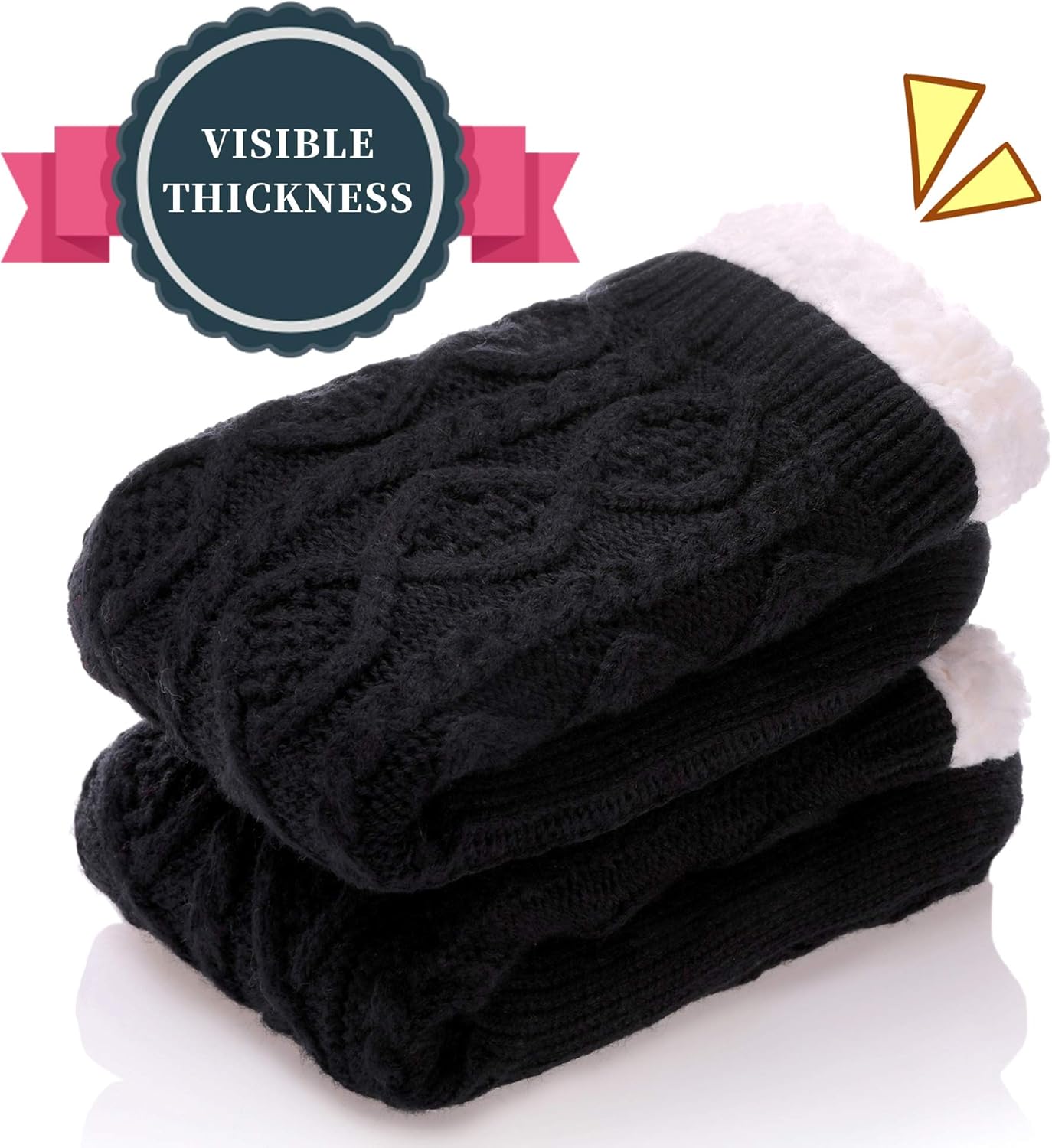 SDBING Women's Winter Super Soft Warm Cozy Fleece Lined Fuzzy Slipper Socks with Grippers - Image 3