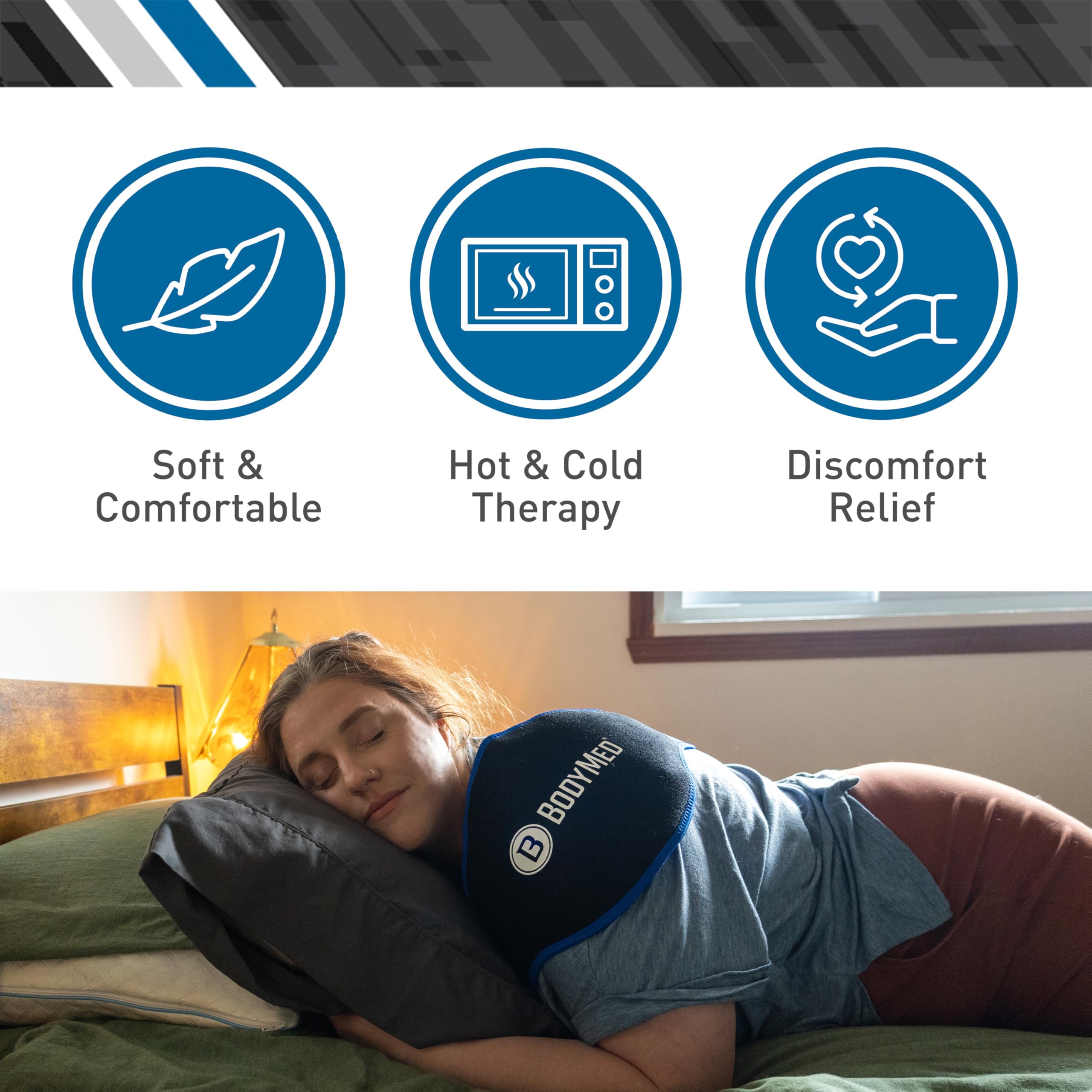 BodyMed Versátil paquete de gel para terapia de frío y calor, flexible y reutilizable, para aliviar el dolor, neopreno ajustable, transpirable, apto para microondas y congelador, ideal para espalda
