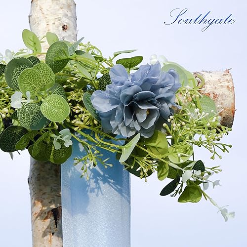 Miniatura 3 de SOUTHGATE Guirnalda de eucalipto artificial de 6.9 pies con flores, flores de rosa, guirnalda de vides florales para decoración de fiestas, bodas,