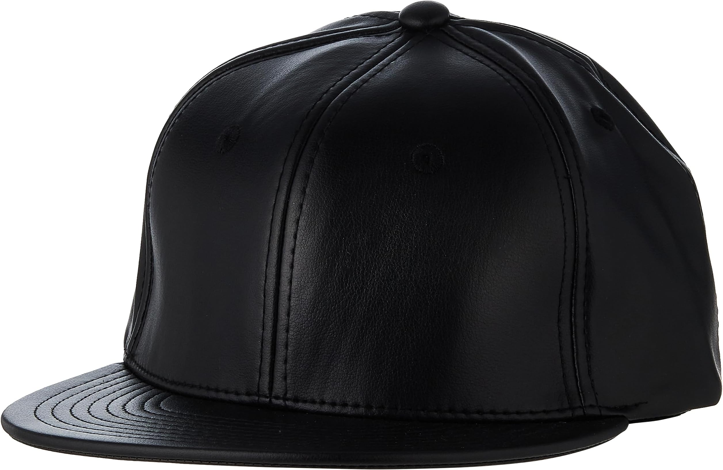 DECKYmens Flat Faux Leather Snapbacks, BLK (pack of 1)