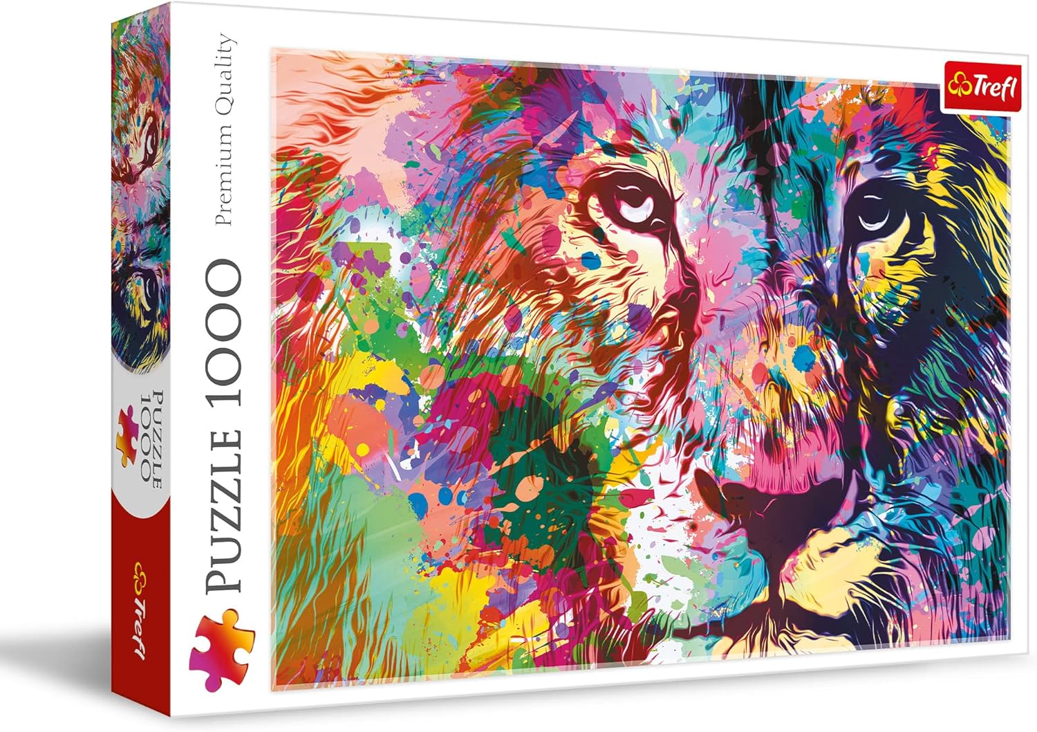 Trefl Colorful Lion 1000 Piece Jigsaw Puzzle Red 27"x19" Print, DIY Puzzle, Creative Fun, Classic Jigsaw for Adults and Children from 14 Years Old