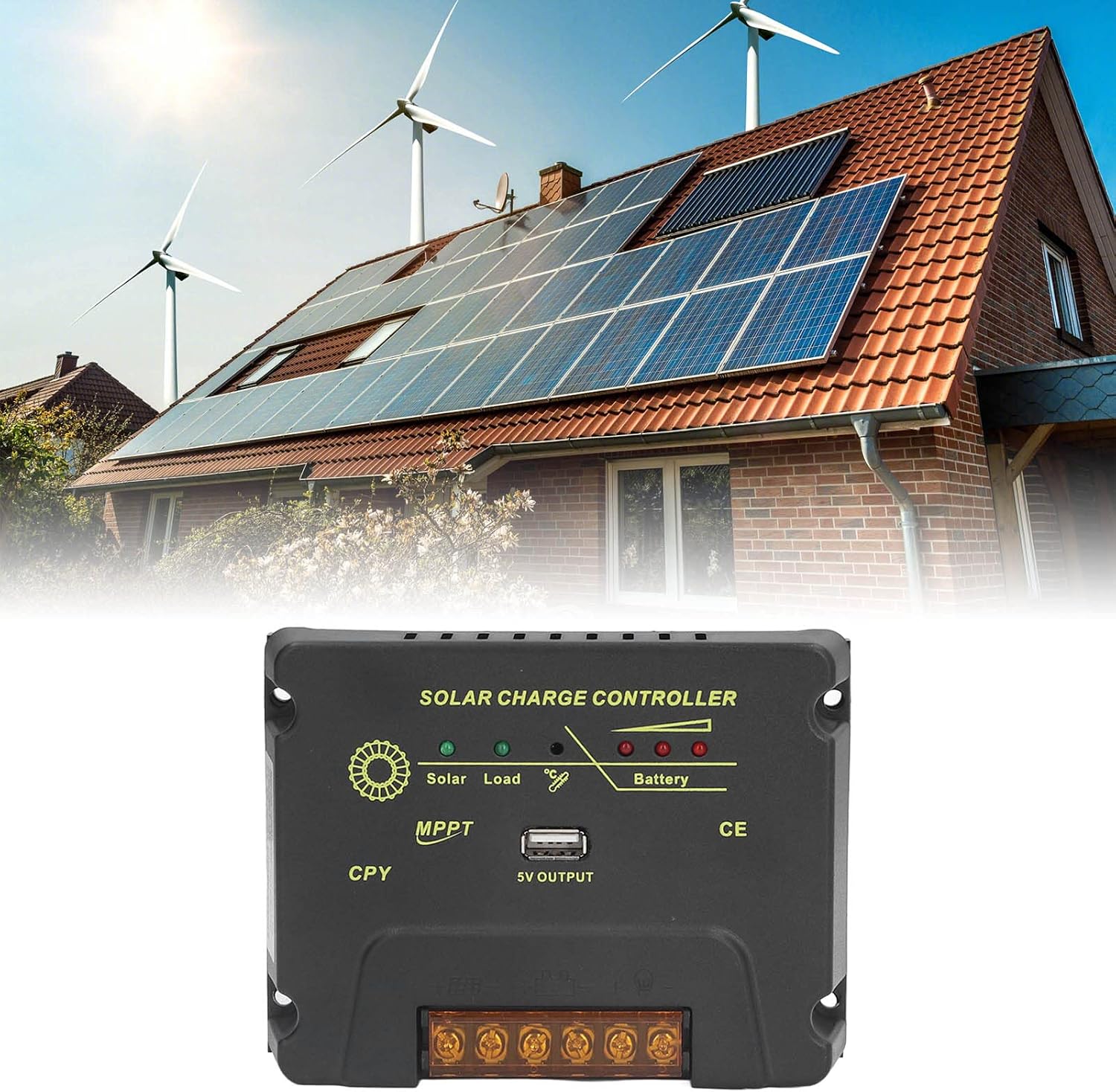 Septpenta Solar Charge Controller, Solar Panel Charger 12V 24V 20A, Intelligent MPPT Solar Charge Controller with Microcontroller Control for Industrial Water and Agricultural Irrigation