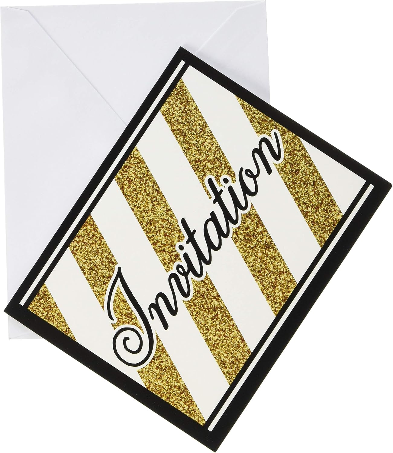 Creative Converting Disposable Black and Gold 50th Birthday Napkins, Party Supplies, 6.5" x 6.5", 16ct