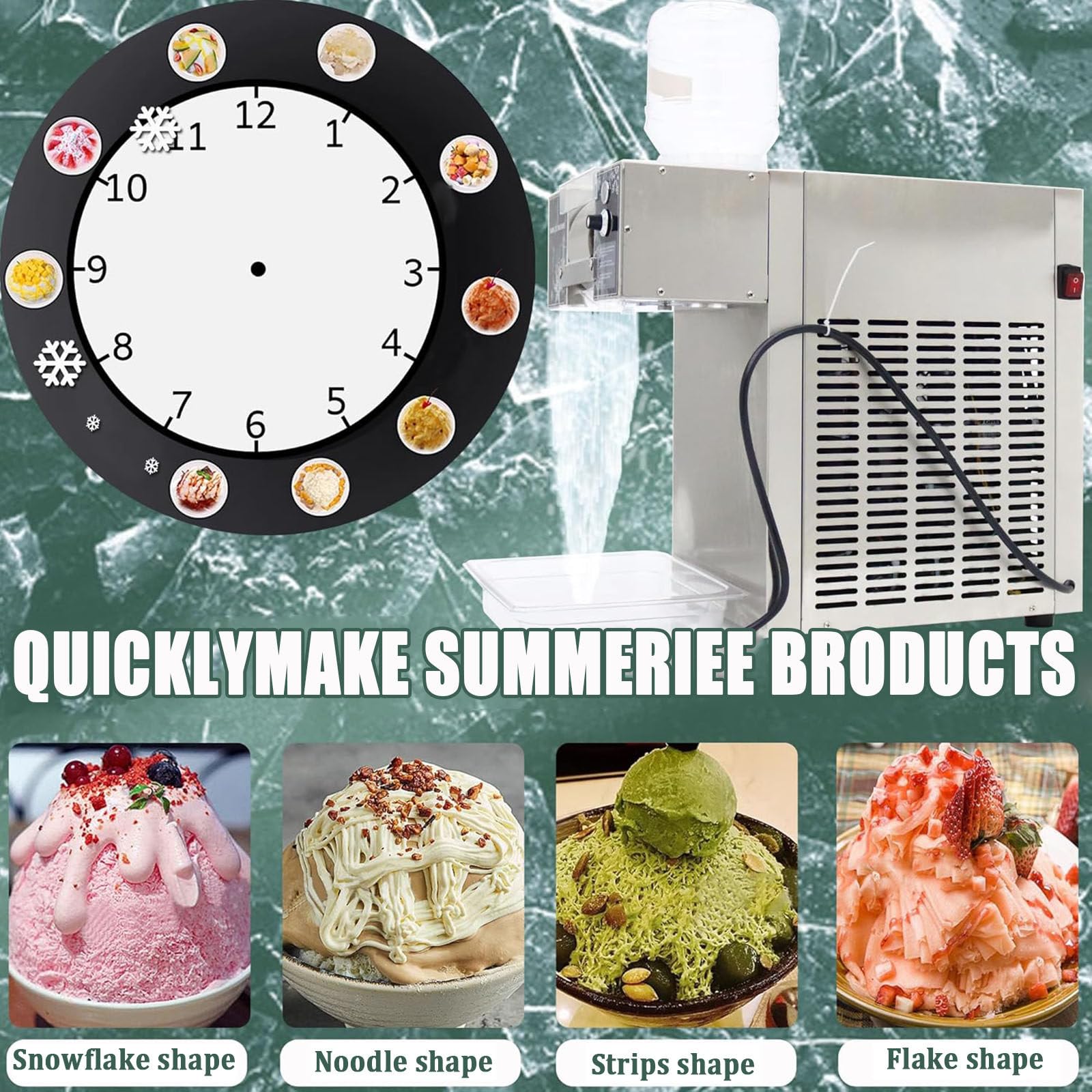 Rasoio per ghiaccio da neve, tritaghiaccio per Bingsu, 1200 W, ideale per camion alimentari, ristoranti e feste