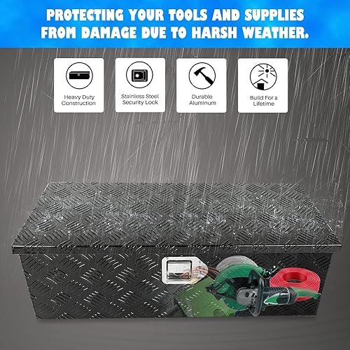 Miniatura 4 de Caja de herramientas chapada en aluminio con rayas para camioneta, caja de herramientas para camioneta, caravana, remolque, caja de herramientas,