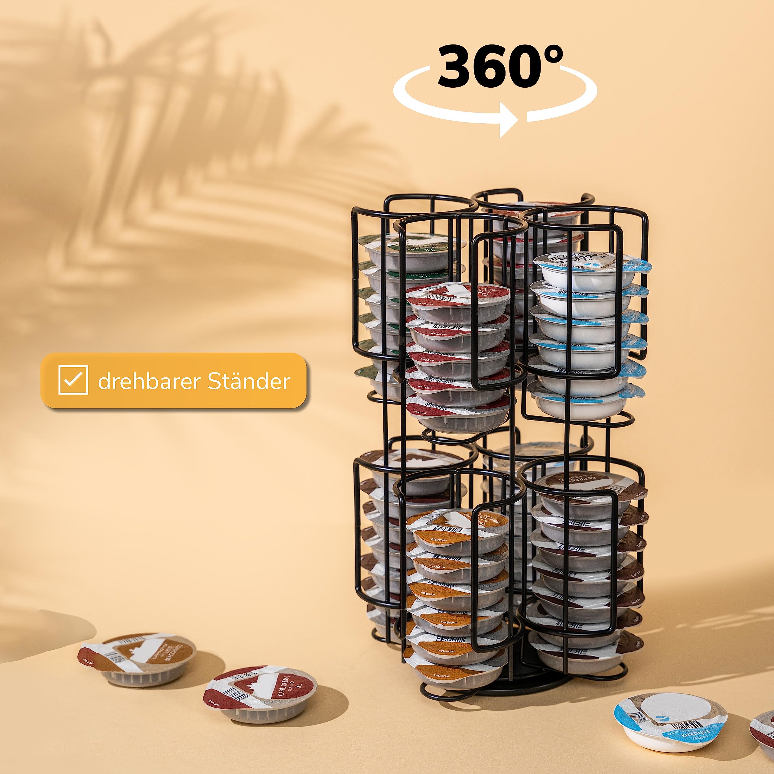 eluno Soporte para cápsulas Tassimo, capacidad para hasta 64 cápsulas, giratorio 360°, soporte para cápsulas, color negro