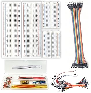Electronic Component Power Supply Module Assorted Kit for Arduino, Raspberry Pi, UNO, Minidodoca Arduino breadboard Power Supply Kit Include 830P Breadboard,Power Module,Jumper 9V 1A Adaptor
