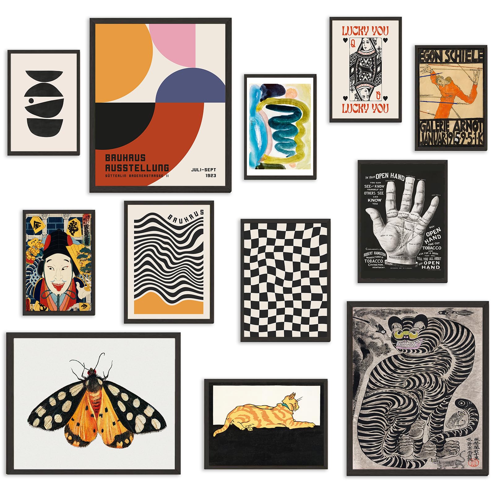 KBKBART Vintage Eclectic Wall Art Prints, Abstract Quirkly Canvas Prints for Wall Decor, Eclectic Home Decor Aesthetic Posters, Maximalist Decor, Funky Gallery Painting Pictures for Dorm