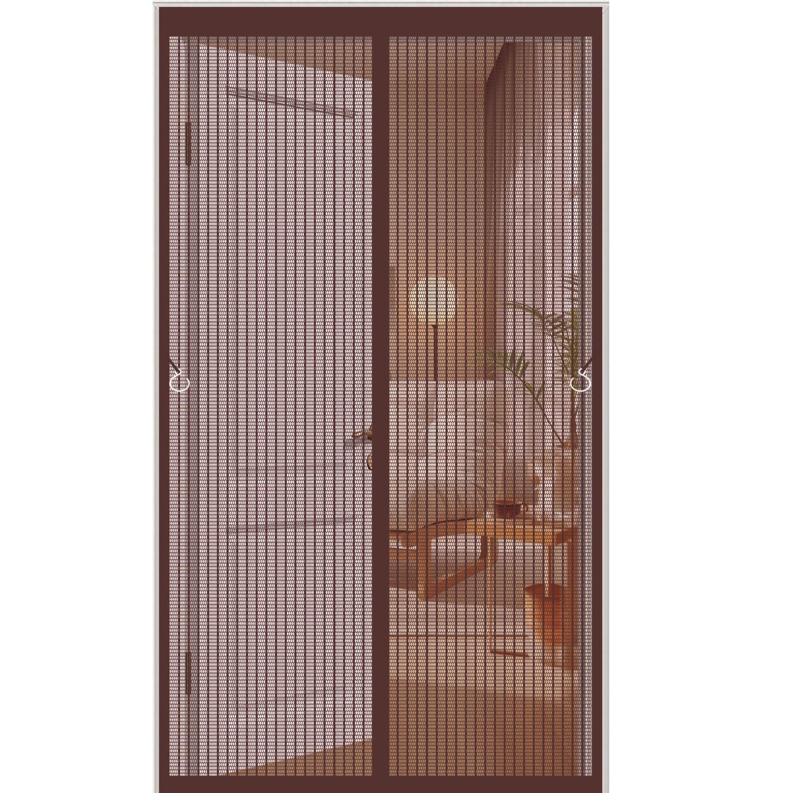 Magnetic Fly Screen Door 115 x 215 cm Fly Nets for Doors Easy to Install Hundreds of Sizes Kid and Pet Friendly Nets for Living Room, Bedroom, Brown