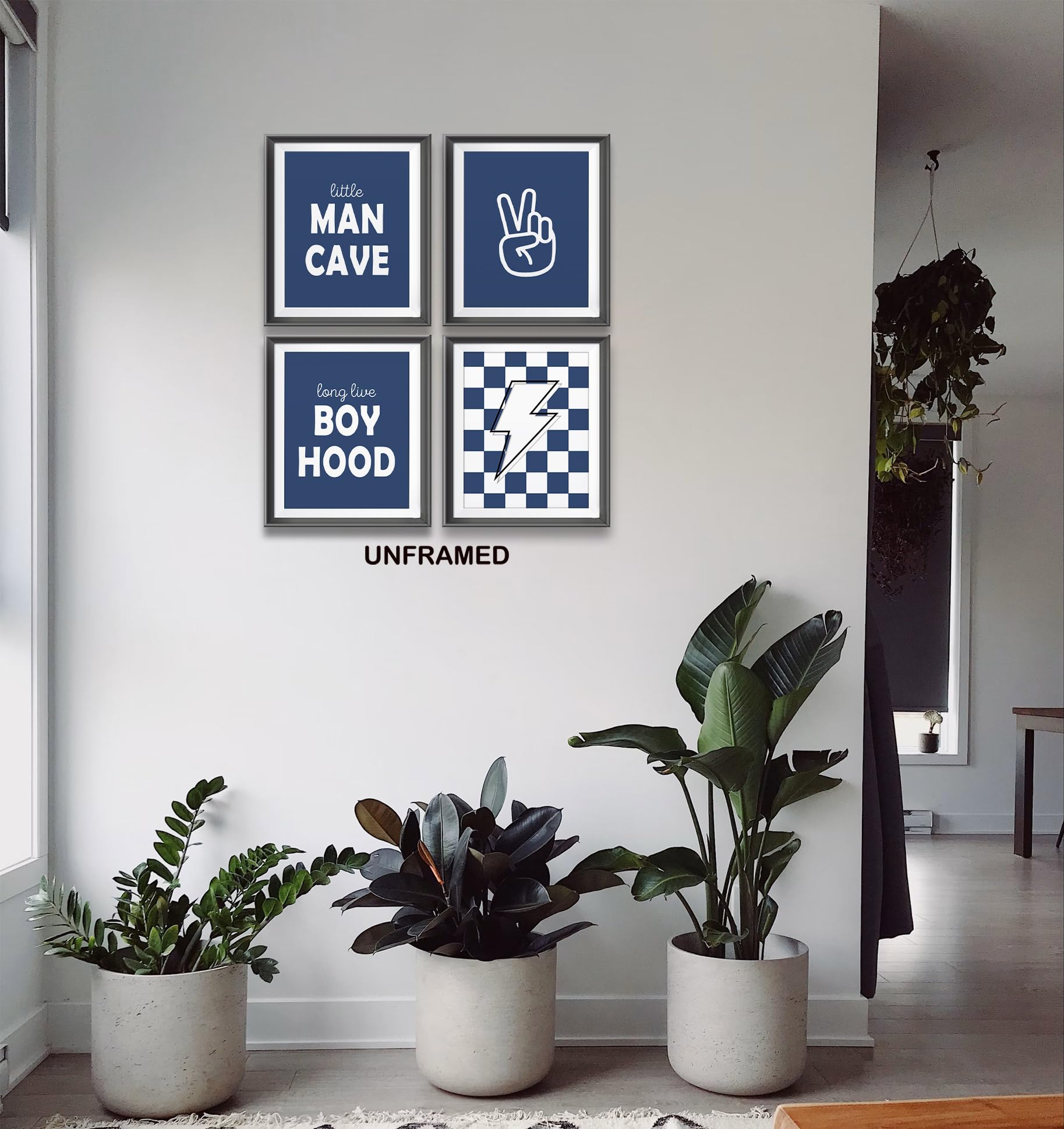 Eersida 9 Poster Retrò A Scacchi Con Fulmini – Verde, 20x25 Cm, Stampe Su Tela Per Camera Ragazzi