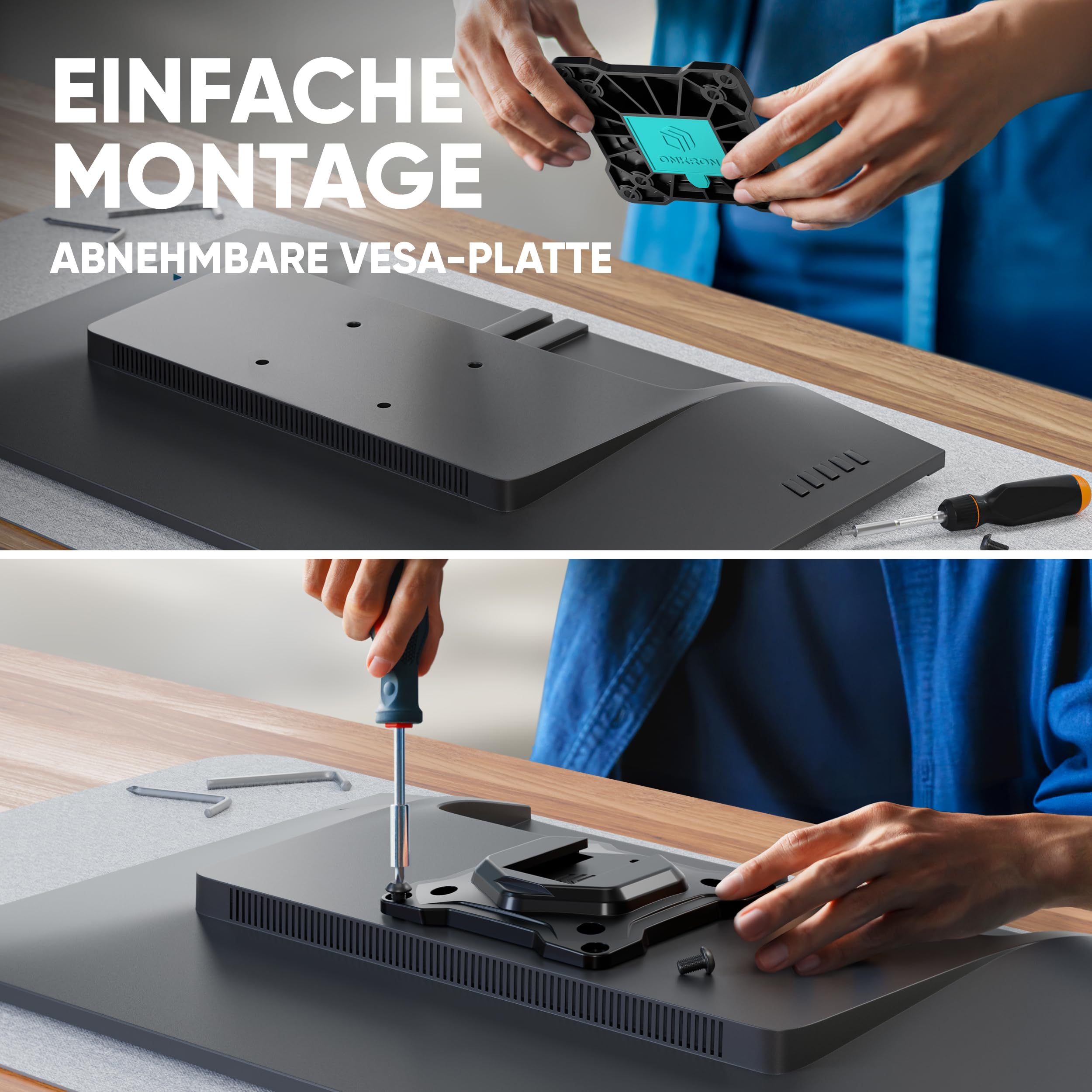 ONKRON Monitor Halterung 3 Monitore für 13-32 Zoll, bis 8 kg pro Arm, Monitorhalterung mit Gasdruckfeder, VESA 75x75-100x100, Triple Monitor Arm Stand drehbar, schwenkbar, neigbar Schwarz G280-B