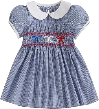 LuLu BeBe Girls Jackie Sun Dress - Patriotic Dots Smocked Wagons with Flags & Balloons main image 0