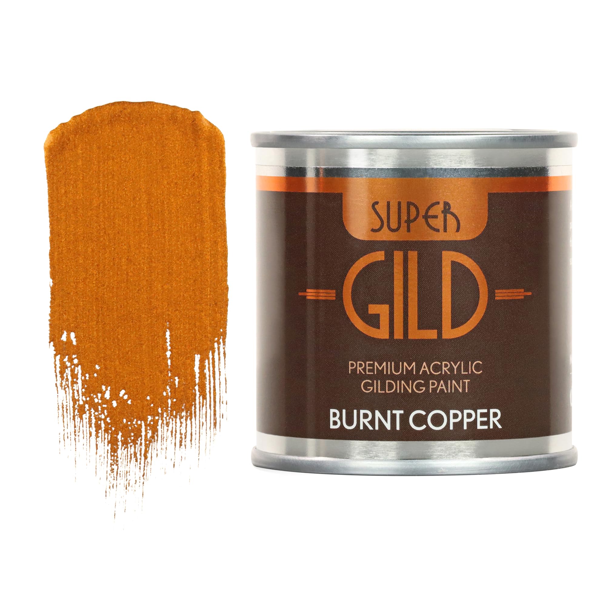 Guild Lane Burnt Copper Super Gild Acrylic Paint - High Pigment Metallic Enamel For Wood, Metal, Ceramics, Glass, Plastic, Canvas & More - Water-Based, Non-Tarnish Finish - 125Ml