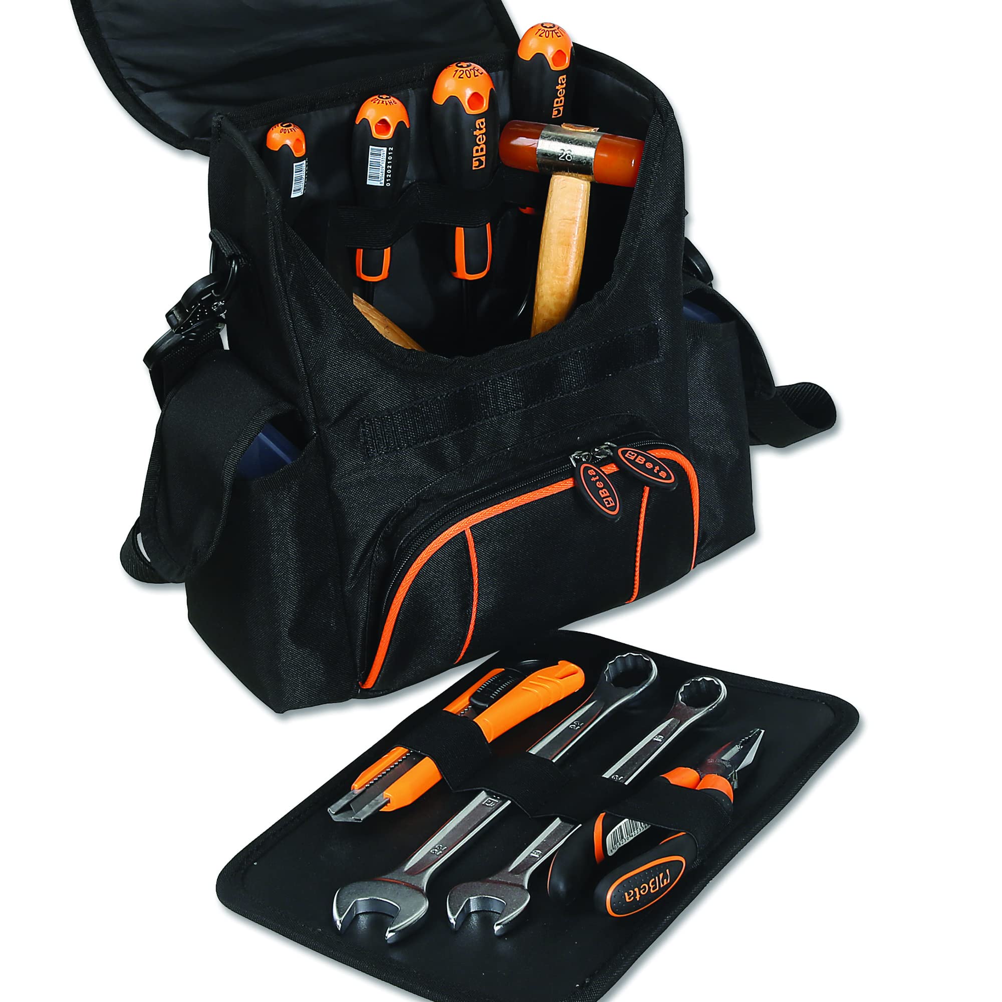 BETA - Mini Borsa Portautensili in Tessuto Tecnico con Tracolla e Tasche Multiple, Borsa Porta Attrezzi Compatta con Pannello Portautensili Removibile e Interfaccia USB per Tecnici ed Elettricisti, C3