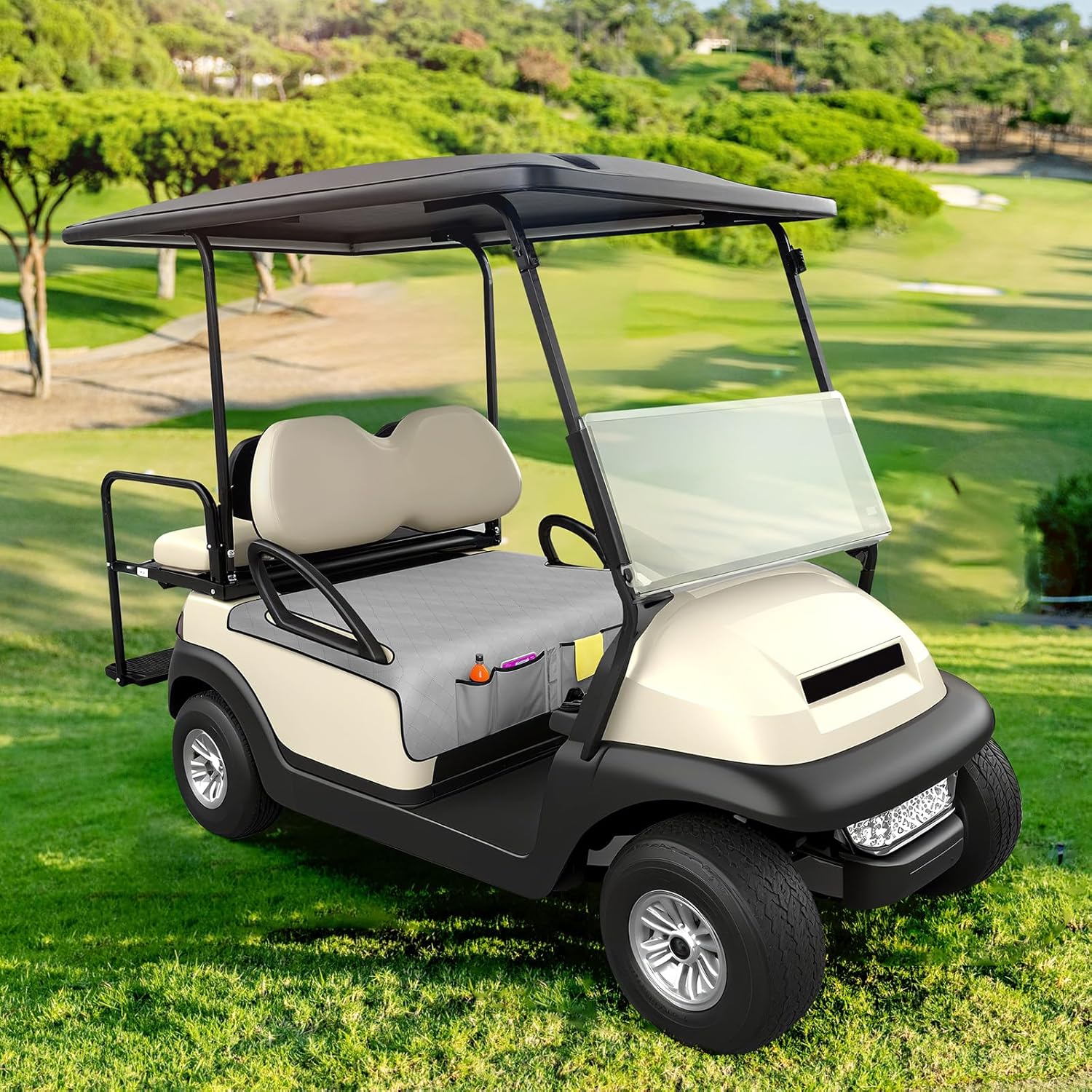 Golf Cart Seat Covers, Universal Golf Cart Seat Blanket for EZGO、Yamaha、Club Car and More 2 Person Seats Golf Carts, with 4 Pockets & Nonskid Bottom