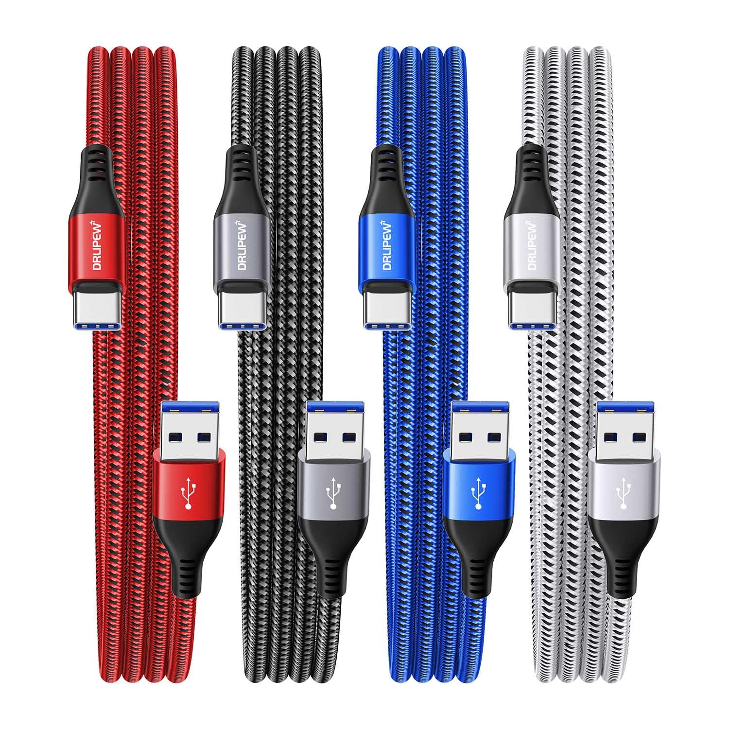 USB Type C Cable 3A Fast Charging(3ft 4Pack), USB to USB C Cable Nylon Braided Type C Charger Cord for iPhone 15 Pro Max, Samsung Galaxy S10 FE S9 S20
