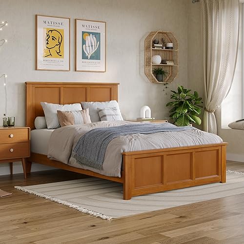Miniatura 7 de AFI Madison - Cama de plataforma de madera de perfil bajo con estribo a juego tamaño Queen color gris
