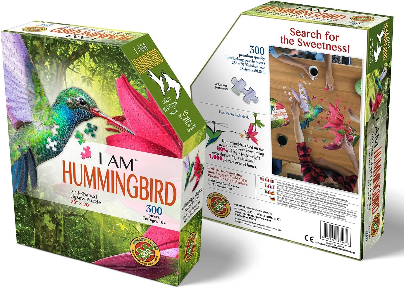 Madd Capp I Am Hummingbird 300-Piece Bird-Shaped Jigsaw Puzzle , Multicolored