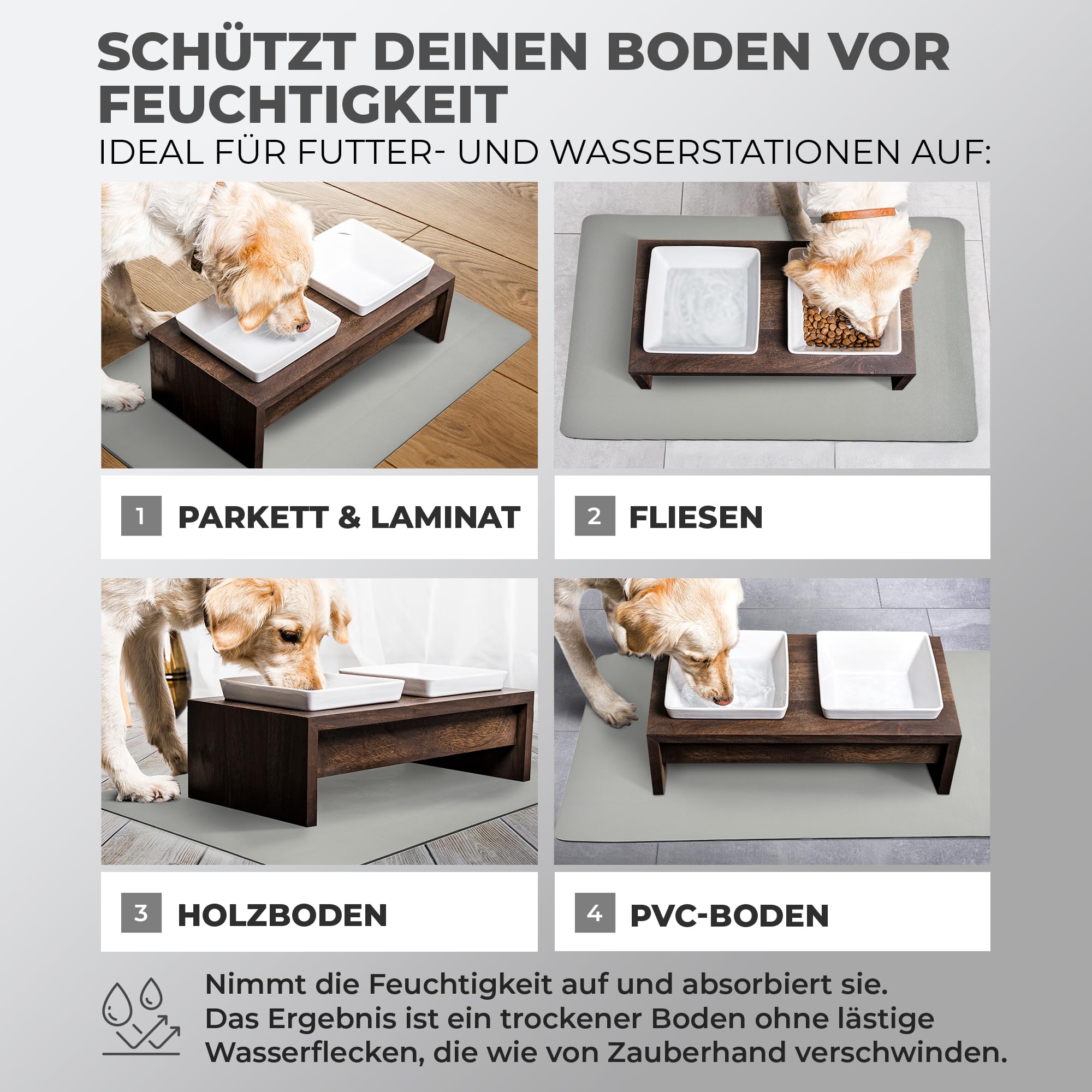 JUMPLAWN Futtermatte Für Hunde & Katzen - Rutschfeste Silikon Unterlage