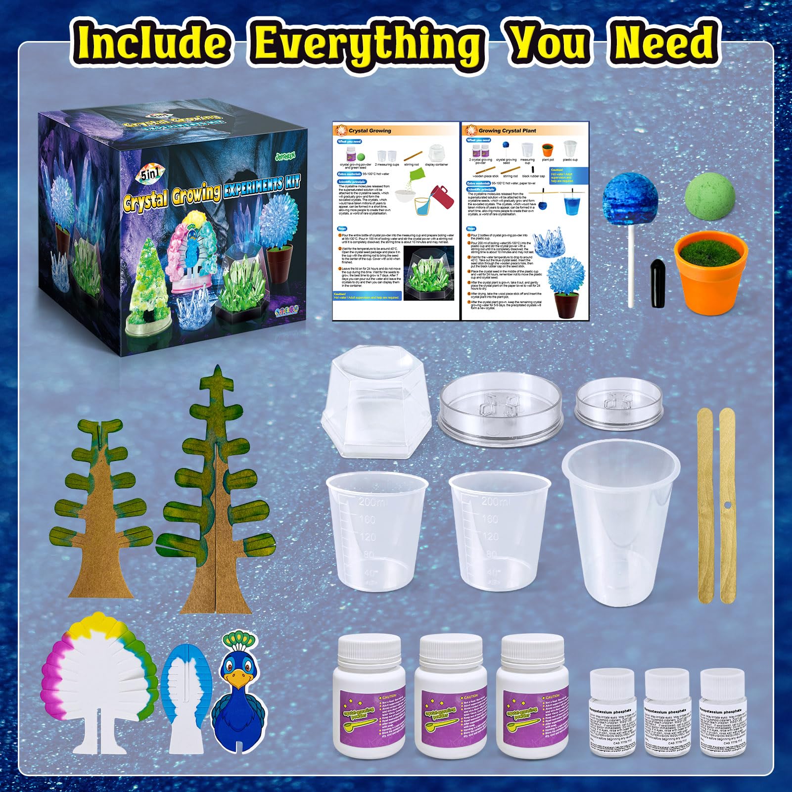 4M KidzLabs Scienza Dei Cristalli - Kit Esperimenti STEM Per Bambini - Fai Crescere Cristalli Colorati E Luminescenti