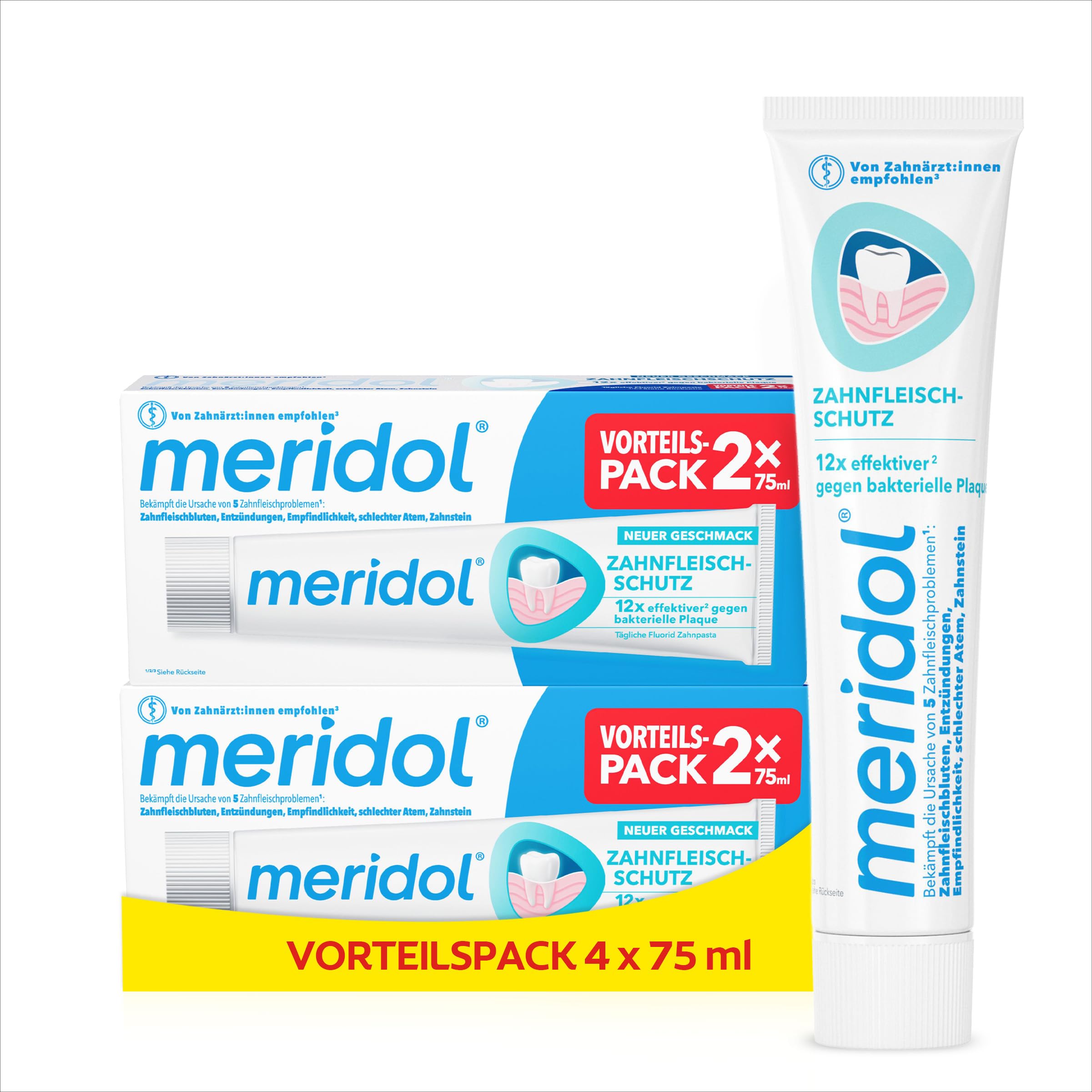 meridol Zahnpasta 2x75ml - Zahncreme bekämpft Zahnfleischentzündungen, antibakterieller Effekt (Packung mit 2)
