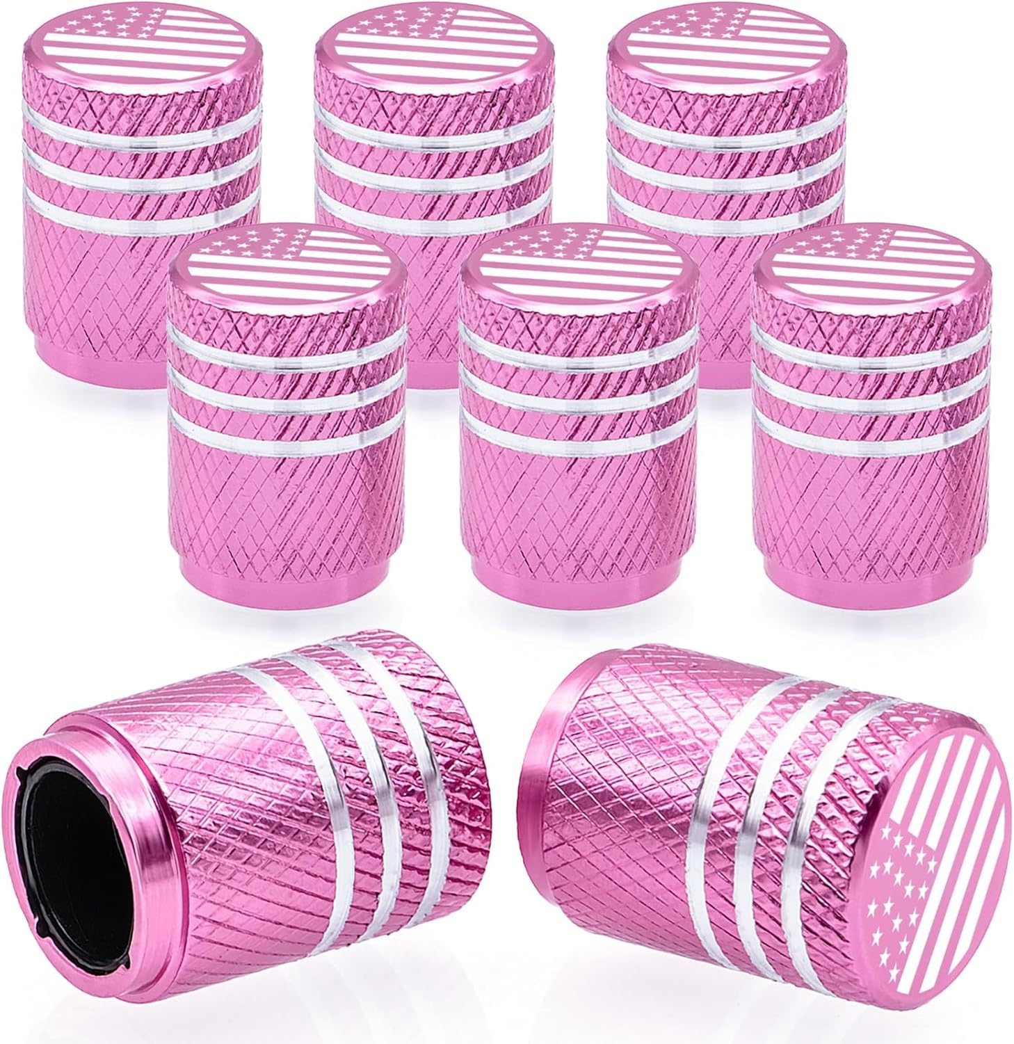 WOMGKDA Dice Shape Tire Valve Stem Caps 4PCS, Universal Copper Core Dustproof Tire Valve Covers for Cars, SUVs, Trucks, Motorcycles and Bicycles, Pink, 8 PCS
