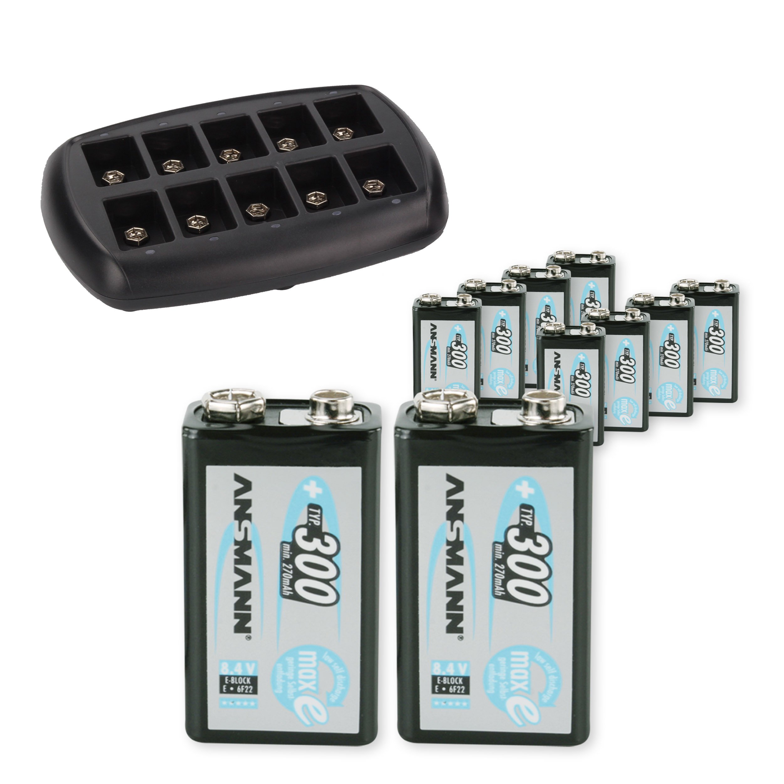สูงสุด view of the Ansmann 10-Bay 9V Battery Charger