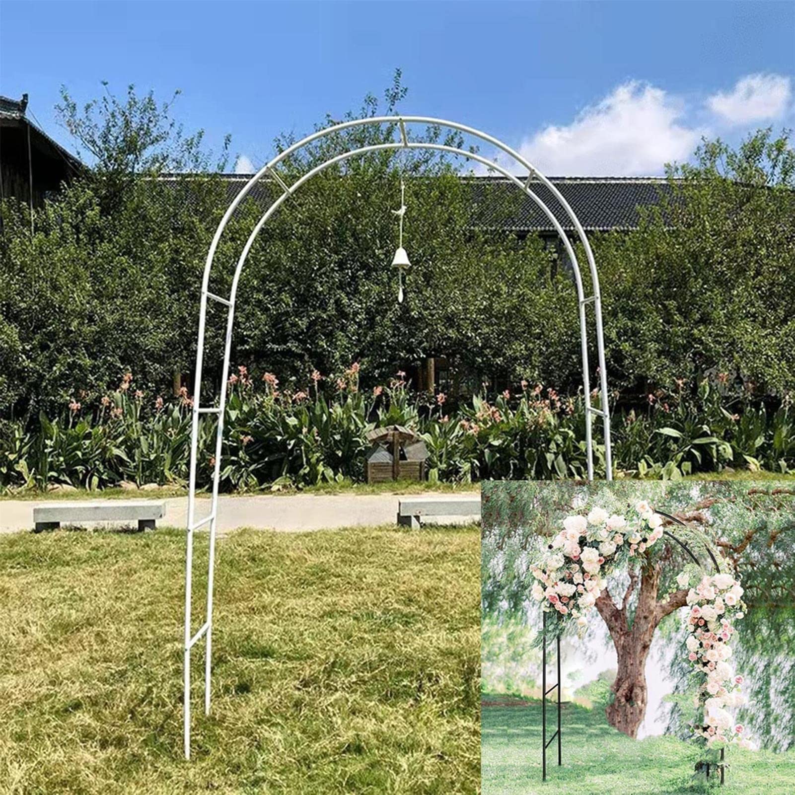 Metalen Tuinboog, Trellis, Prieel Voor Klimplanten, Stevige Rozenbogen Voor Bruiloften, Prieel Voor Groenten, Decoratie Voor Een Verjaardagsfeestje Of Babyshower(Zwart,W200 X H230cm