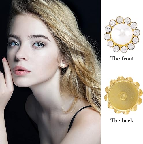 Miniatura 4 de HINZIC 120 diamantes de imitación para coser con flores de 0472in con parte trasera plana dorada diamantes de imitación de perlas para ropa