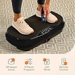 Lifepro Waver Mini Vibration Plate Exercise Machine - Vibrating Plate w/ 99 Adjustable Speed Levels & 9 Programs - Remote Control w/ Resistance Bands & Loops - Full Body Home, Gym & Travel Workout