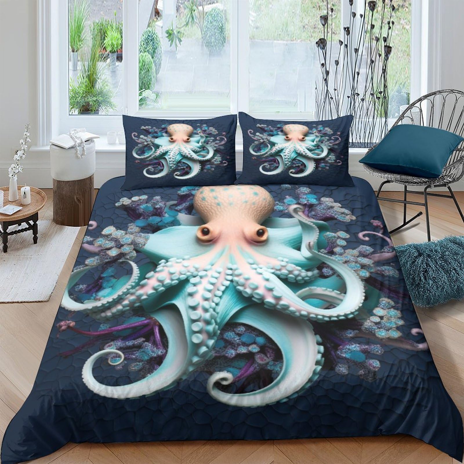 Housse de couette pieuvre en microfibre respirante et douce