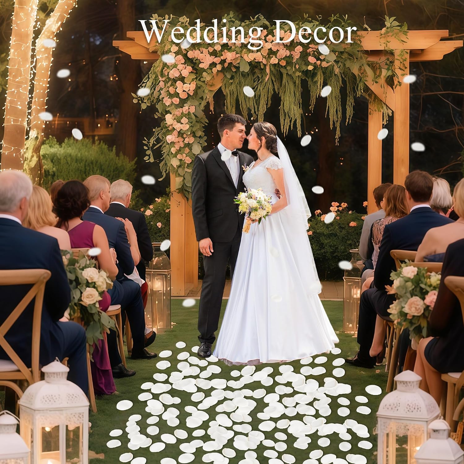 SITUMEIZI 400PCS Fake Rose Petals White Artificial Silk Flower Petals for for Wedding Her Set Romantic Night, Valentine's Day, Proposal Anniversary Decorations
