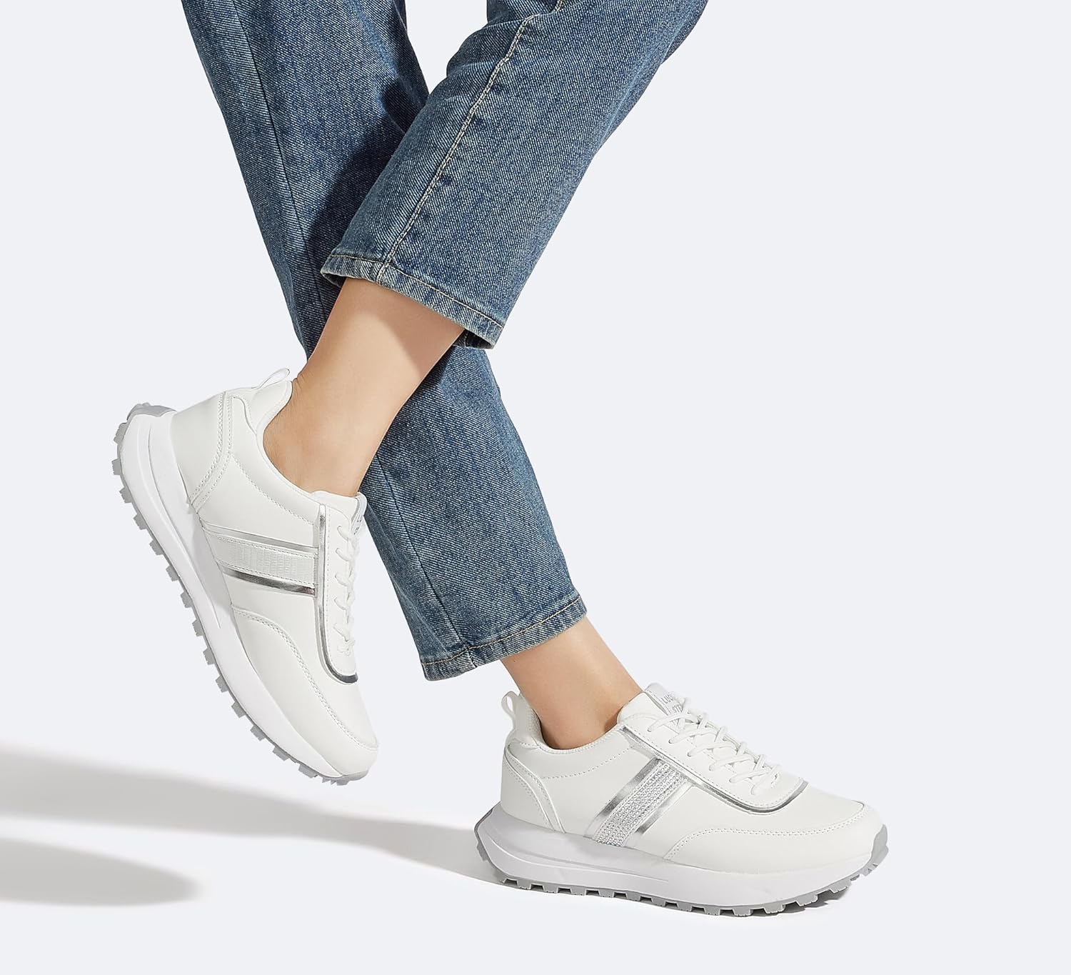 LUCKY STEP Women Platform Walking Shoe Fashion Retro Classic Casual Trainers Braided Rhinestone Sneakers Tennis Running Walking Shoes - Image 2