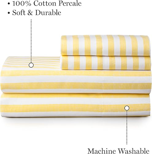 Miniatura 2 de MARTHA STEWART Gilles Stripe - Juego de sábanas tamaño Queen, 4 piezas, 100% algodón, 300 hilos, resistente a las arrugas, suave y suave, bolsillo