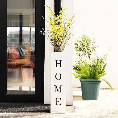 Miniatura 6 de Glitzhome Letrero rústico de madera de 30 pulgadas de alto, con forma de caja de doble cara "WELCOME, HOME" para decoración de porche delantero,